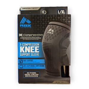 NWT RBX X-Compression Knee Support Sleeve 1 Black Gray L/XL